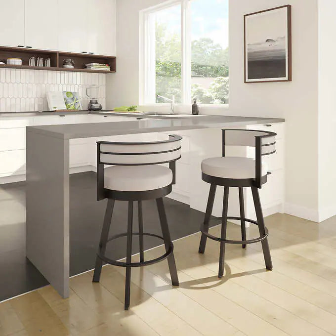Amisco Browser Brown Frame and Cream Seat Bar or Counter Stool