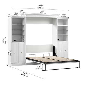 Bestar Evolution 3-piece Queen Wall Bed Set, White