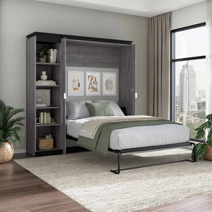 Bestar Orion 2-piece Double Wall Bed with Storage Shelf