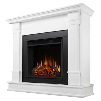 Real Flame Silverton White Mantel Electric Fireplace