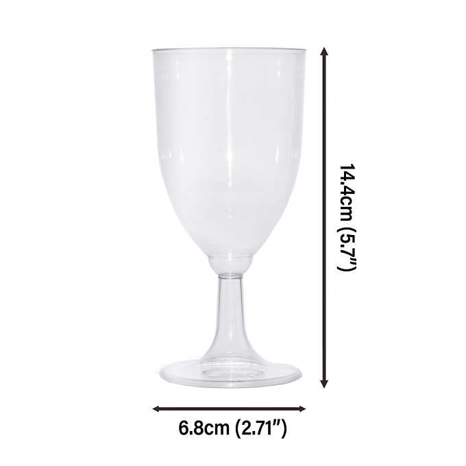 Café Express Crystal Clear Plastic Wine Glasses, 144-count