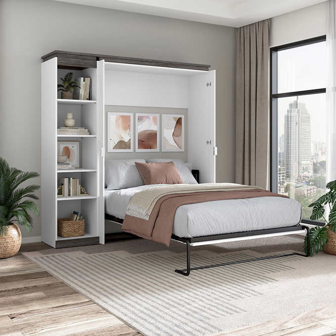 Bestar Orion 2-piece Double Wall Bed with Storage Shelf