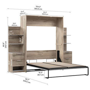 Bestar Cielo 3-piece Queen Wall Bed with 2 Night Stands