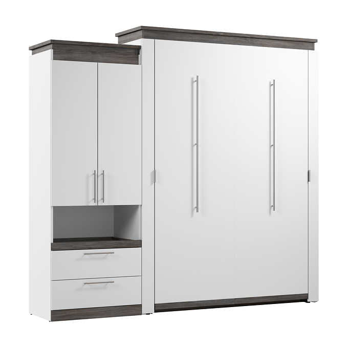 Bestar Orion 2-piece Queen Wall Bed with Storage Cabinet and Fold Shelf