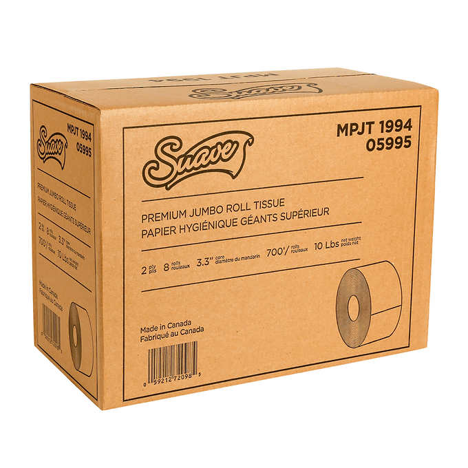 Suave 2-ply Jumbo Bath Tissue, 9 cm × 213 m, 8-pack