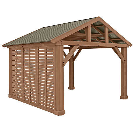 Yardistry 3.7 m (12 ft.) Cedar Privacy Wall for Pavilion