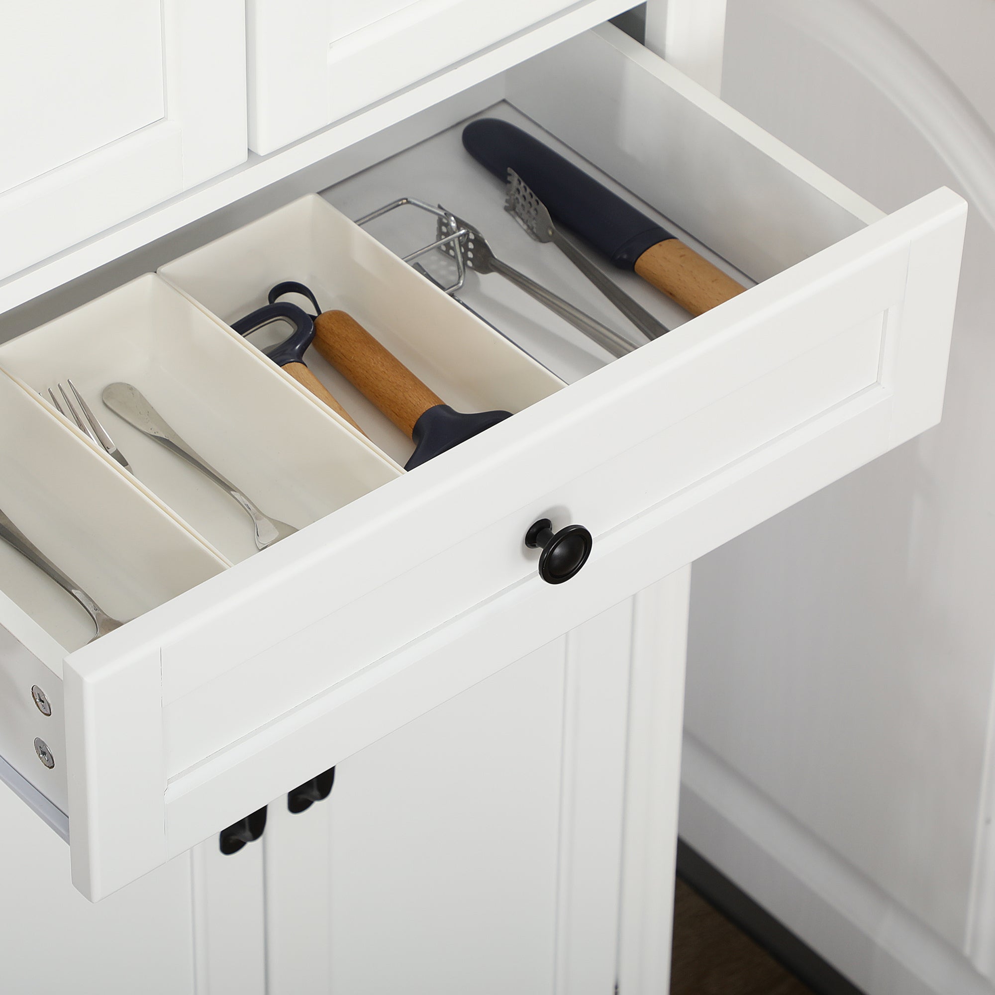 67-Inch White Pantry Cabinet with Shaker Doors and Adjustable Shelves